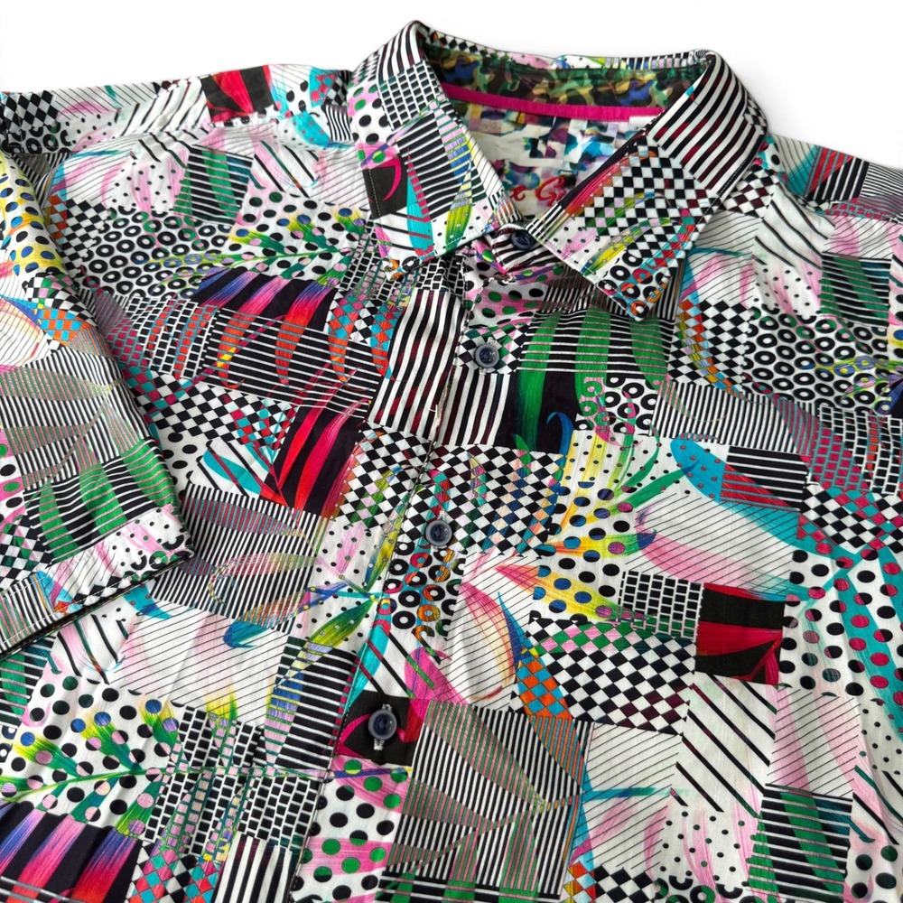 Robert Graham Button Down Shirt Men 3XL Multicolor Geometric Camo Trim Big Tall - Picture 2 of 13